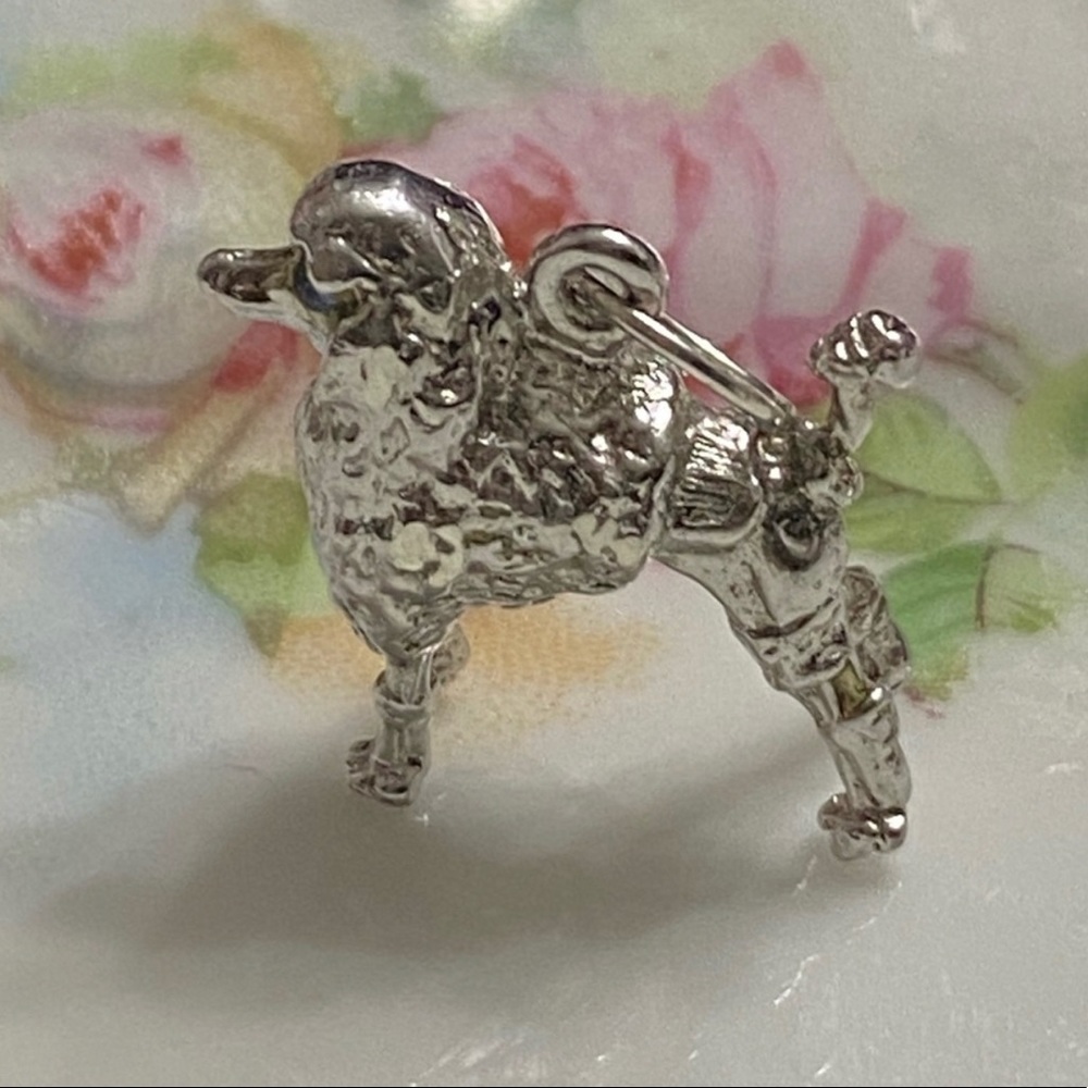 Vintage Standard Poodle Charm with Blue Jeweled Eyes (Final)